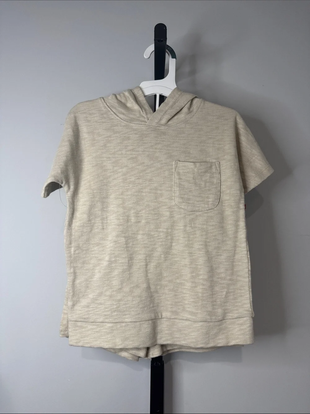 Cat & Jack Beige Set Short Sleeve Hooded Top & Shorts Toddler Boys New NWT